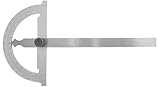 WRS Präz.-Gradmesser/Winkelmesser, Skala mattverchromt, blendfrei, mit Metall-Feststellschraube, 0-180°, im Etui, Größe: 120 x 150 mm