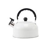 Wasserkessel Wasserkocher Teekessel Modern, Pfeifkessel, 2.5L Edelstahl, Vintage Flötenkessel, Teekanne Mit Griff Für Küche Camping Gasherd (Color : White)