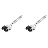 Uooduby 2X Hochwertiger Edelstahl-Nudelgitter-Rollen-Teigschneider für Küchenkochwerkzeuge