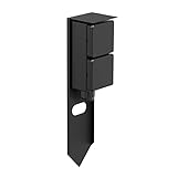 ledscom.de Garten Steckdosensäule PIWI mit Erdspieß für außen, IP44, 2-Fach, Edelstahl, schwarz, eckig, 30 cm