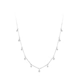 AMDXD 14 Karat Weißgold Au585 Damen Halskette, Anhänger Damenkette Zart mit Moissanit Rundschliff Weiß, Kette Frauen 14K Gold Echt, 40+5CM