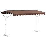 Outsunny Standmarkise 3,95 x 2,98 m Gartenmarkise mit Faltarm Kurbel, Verstellbarer Sonnenschutz, Markise für Garten, Balkon, Polyester, Kaffee