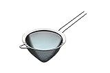 KitchenCraft feinmaschiger Trichtersieb, Edelstahl, Aufhängeloch, langer Griff mit Haken, 15 cm