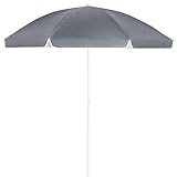 Kingsleeve® Sonnenschirm UV 50+ Tragetasche groß Strandschirm wasserabweisend neigbar höhenverstellbar Erdspieß Balkon Strand Rund Gartenschirm Anthrazit