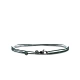 Made by Nami Dünnes Wickel-Armband Herren & Damen mit Karabiner-Haken Verschluss Handmade - Maritimer Surfer Schmuck - Minimalistisches Stoff-Armband - 100% Wasserfest & verstellbar (Smaragd Schwarz)