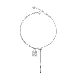 LMRJHAZM Zubehör Silberarmband, Sterlingsilber-Armband für Damen, modischer S925-Silber-Büroklammer-Kettenarmreif, verstellbare quadratische Zirkonia-Quasten-Charm-Armbänder, Schmuckgeschenke für