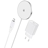 MagSafe Ladegerät mit USB-C Adapter, Schnelles Magnetic Wireless Charger Pad für iPhone 15/14/13/12 Serien und AirPods Ultra Slim Induktive Kabelloses Laden