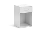 Linsar - Beistelltisch Weiss - Nachtschrank mit Schublade und Griff in zeitlosem Design - Side Table in Holzoptik - Ideal als Nachttisch weiß 2er Set (Weiß)