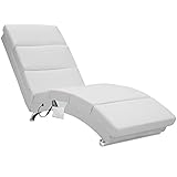 Casaria® Relaxliege XXL Massage Heizfunktion 186x89x55cm Ergonomisch Kunstleder Gepolstert 180kg Belastbarkeit Wohnzimmer Chaiselongue Relaxsessel Weiß