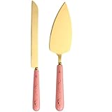 HEMOTON Tortenmesser-Set: Tortenheber-Set Edelstahl Dessertheber Pfannenwender für Pizza Gebäck Käse Butter Urlaub Weihnachtsfeier Rosa