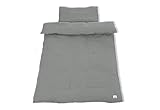 PINOLINO Musselin-Bettwäsche-Set, 2-tlg. für Kinderbetten, grau, 100% Baumwolle, atmungsaktiv, Bettbezug 100x135 cm, Kopfkissenbezug 60x40 cm