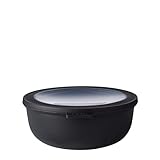 Mepal Multi Bowl Cirqula Round - Mikrowellen Geschir - Geeignet als Luftdichte Aufbewahrungsbox für den Kühlschrank, Mikrowellengeschirr & als Frischhaltedosen - 1250 ml - Nordic black