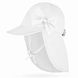 MHJY Sonnenhut Baby Mädchen Schirmmütze mit Schleife Nackenschutz und Bindeband UV Schutz 50+ Kinder Sommermütze Babymütze Kappe Neugeborene 0-24 Monate
