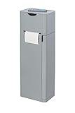 WENKO Stand WC-Garnitur Imon 6 in 1, mit integriertem Toilettenpapierhalter, WC-Bürstenhalter, Ersatzrollenhalter, Stauraumfächer und Ablage, solider Kunststoff, 20 x 58,5 x 15 cm, Grau mattiert