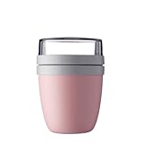 Mepal - Lunchpot Ellipse - Praktischer Joghurtbecher & Müslibecher - Unterteilung für Joghurt & Müsli - Geeignet für Gefrierschrank, Mikrowelle & Spülmaschine - 500 ml + 200 ml - Nordic Pink