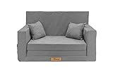 Flumi Personalisierte Kindercouch Kindersofa mit Schlaffunktion 3in1 Gravur Kindername - Kinder Sofa für Kinderzimmer - Schlafsessel mit Bettfunktion - Microfaser Kindermöbel 92x40x60