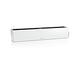 LECHUZA-Pflanzgefäß BALCONERA Color 100 weiß, Balkonkasten mit Bewässerungssystem, Wasserstandsanzeiger und Pflanzeinsatz, Matte Oberfläche, 99 x 19 x 19 cm, 15919