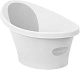 Shnuggle SBP-WGY-EUR Badewanne für Neugeborene bis zu 12 Monate mit Stöpsel am Boden, weiß, Rückenlehne grau - 1,2 kg