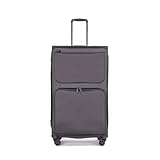 Stratic Bendigo Light + Koffer Weichschale Reisekoffer Trolley Rollkoffer groß, TSA Kofferschloss, 4 Rollen, Erweiterbar, Größe L, Schwarz