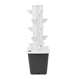 Asixxsix Hydroponischer Turm, 15 Löcher Hydrokroponik -Wachstumssystem Kit Vertikaler Hydroponik -Wachstumsturm mit 10 -l -Wassertank, Platz Sparter Vertikales Gartensystem, Pflanzen (EU-Stecker)