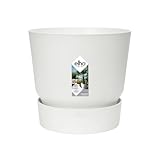 elho Greenville Rund 16 - Blumentopf für Innen und Außen - Selbstbewässerungstopf - 100% recyceltes Plastik - Ø 16.0 x H 15.3 cm - Weiß/Weiss