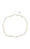 Generisch Süßwasserperlen Kette Choker Perlen echt Silber 34 cm Kurze Perlenkette weiß