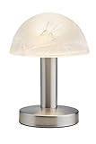 Trio Leuchten LED Tischleuchte Fynn II 599110107, Metall Nickel matt, Glas alabasterfarbig weiß, inkl. 1x E14 4.9 Watt LED, Touch-Me-Funktion (4-fach schaltbar, 3 Helligkeitsstufen), Höhe 21cm