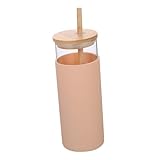 TOPBATHY 1 Satz aus Glas wasserflasche großes einmachglas Yoga Glasflasche Reisestrohhalme am Bett transparenter Wasserbehälter Saftbecher im Freien Rosa