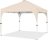 Yaheetech Faltpavillon 3x3m Pop Up Pavillon Gartenpavillon, Stabil Höhenverstellbar Wasserdicht Sonnenschutz, mit Entlüftung Rolltragetasche, für Outdoor Markt Garten Hof, Beige