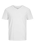 JACK & JONES Herren V-Neck T-Shirt JJEORGANIC BASIC - Regular Fit S M L XL XXL, Größe:L, Farbe:White 12156102