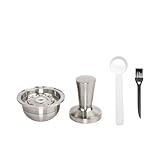 Generisch 150 ml wiederverwendbare Kaffeekapsel, nachfüllbare Kapseln, kompatibel mit Kaffeemaschinen(1PCS Pod 1PCS Tamper)