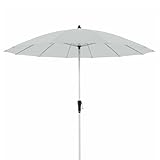 Doppler Sonnenschirm Orient Auto Tilt 250cm Hellgrau I Gartenschirm knickbar I Kurbelschirm mit UV-Schutz 50+ I Kurbelschirm aus Aluminium I regenabweisendes Polyester-Schirmdach