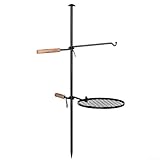 Drehbarer Grill, robuster drehbarer Grillständer, Holzgriffe zum Aufhängen von Wasserkocher, Topfgestell, zum Kochen von Wasser, Nudeln, Suppe