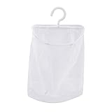 Milageto Mehrzweck-Wäscheklammertasche mit Aufhänger, atmungsaktiver Wäschesack-Organizer zum Aufhängen, Wäschenetz, für Badezimmer, Kleiderschrank, Outdoor, Weiß