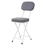 Tragbarer, gepolsterter Klappstuhl mit Rückenlehne, platzsparendes Design für Zuhause, Büro und Küche, bequeme graue Klapphocker für den Innen- und Außenbereich