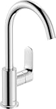 hansgrohe Waschtischarmatur Rebris S, Wasserhahn Bad mit Auslauf Höhe 210 mm, mit Zugstange, Badarmatur wassersparend, 120° drehbar, Chrom