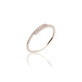 Aotiwe Fingerring Damen Rose 18K, Freundschaftsringe Damen mit Einfachem, Rundem Reihendiamanten 0,09 Ct Größe 65 (20.7)