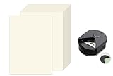 50 Blatt Tonpapier Elfenbein und ein Eckenrunder, DIN A4 Papier Beigefarbenes, 250 g/m² Tonkarton Creme Papier, für Malen Kartenherstellung Einladungen Scrapbook Basteln
