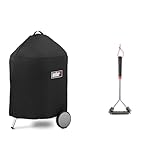 Weber Premium Grillabdeckhaube für Ø 57cm Holzkohlegrills & Three-Sided Grill Brush Dreiseitige Grillb rste, 46 cm, Schwarz/Silber, 6278