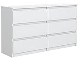 MebLocker Kommode mit 6 Schubladen 140 cm Ideal für Wohnzimmer, Schlafzimmer, Kinderzimmer, Jugendzimmer und Büro Moderne Elegante Lösung für stilvolle Aufbewahrung und Organisation (Weiß)