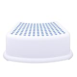 Hoement Kinderhocker Rutschfester Kunststoff Tritthocker mit Sicherheitsbügel Tiefblau Belastbarer Kindertrittstuhl für Badezimmer Geeignet für Waschen und Schuhe Wechseln Büro Fußhocker