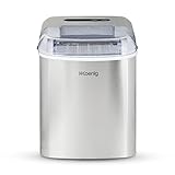 H.Koenig KB14 Eiswürfelmaschine. 12 kg Eiswürfel pro Tag, Produktionszeit 6-8 min. -2 Eiswürfelgrößen-Wasserstandsanzeige, 120 W Silber, Edelstahl, 2.1 liters