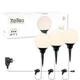 Xelloo® Gartenleuchten Set ROZ, 12 Volt, 3 Stück Designarmaturen 1W LED warmweiß mit Erdspieß, wasserdicht (IP44) und mit praktischem Schiebeanschluss