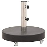 vidaXL Sonnenschirmständer mit 4 Rollen Schirmständer Sonnenschirm Schirm Ständer Schirmhalter Granitständer Granit 30kg Rund Schwarz