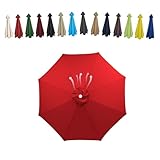 Patio Schirm Ersatz Dachboden 198/229/274/305cm Schatten Dachboden Cantilever Schirm Ersatz Dachboden 6 / 8 Rippen Polyester Dachboden Ersatz Top Pergola Schatten Abdeckung Für Außenschirm(Red,3m/10FT