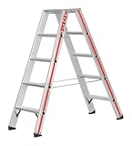 Hymer Stufenstehleiter 2x5 Stufen (beidseitig begehbar, verstärkte Stufen, Spreizsicherung) 802410