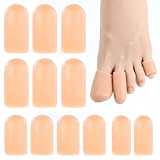 12 Stück Zehenhauben Schutz für Nägel Zehenschützer Zehenkappen Zehenschutz Silikon Atmungsaktive Zehenschutzkappe Weich Wiederverwendbar Blasen Eingewachsene Nägel Hühneraugen und Nagelverlust