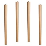 4er Set Tischbeine Buche roh H 710 mm/Ø 60/40 mm mit Gewindestift M10 Ideal für Küchen & ESS-Tische/Tischfüße Holz Möbelfüße von SO-TECH®