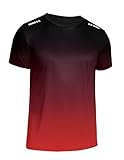 Weardear Sport Tshirts Herren Funktionsshirt Sportshirt Kurzarm Fitnessshirt Trainingsshirt Farbverlauf Sport Muskelshirt Herren Rot L