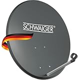SCHWAIGER Satellitenschüssel 55 cm Stahl SAT Schüssel Spiegel Offset Antenne mit LNB-Tragarm Kabelführung Masthalterung wetterfest langlebig TV Fernsehen HD Astra Hotbird Eutelsat Türksat